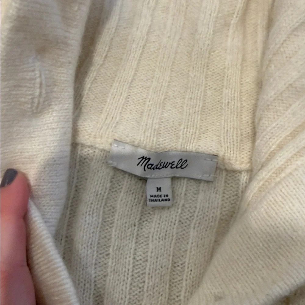 Madewell Niles Wide Rib Collar Cardigan Antique Cream - Picture 3 of 4